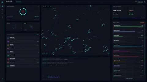 AI Neural Core Processing Macro View of Digital Data Streams &amp; Code Logs Stock Footage 324792799