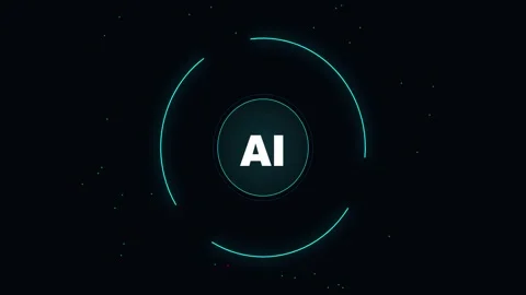 AI Neural Core with Rotating Rings and Connected Particles Stock Footage 341342734