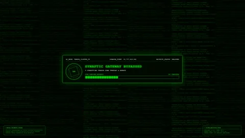 AI Neural Core Takeover Synaptic Gateway Bypass Animation. Видео 346968959