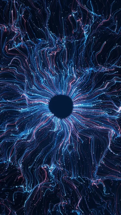AI Neural Data Vortex with Flowing Digital Light Particles Video stock 342624242