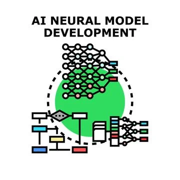 Ai neural model development process and machine learning イラスト素材