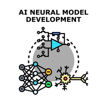 Ai neural model development representing intelligent computing technology イラスト素材