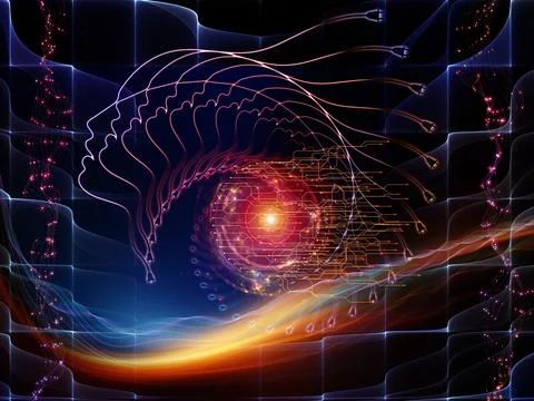 AI Neural Network and Circuit Technology Abstract Stock Illustration