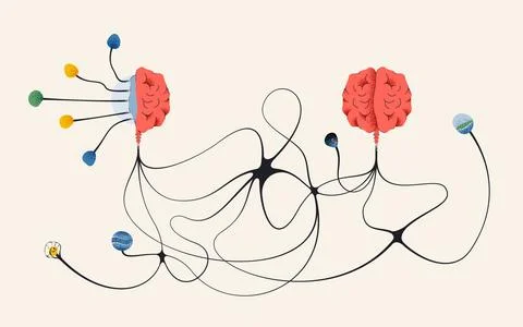 AI Neural Network and Complex Data Processing Vector Concept Stockillustratie