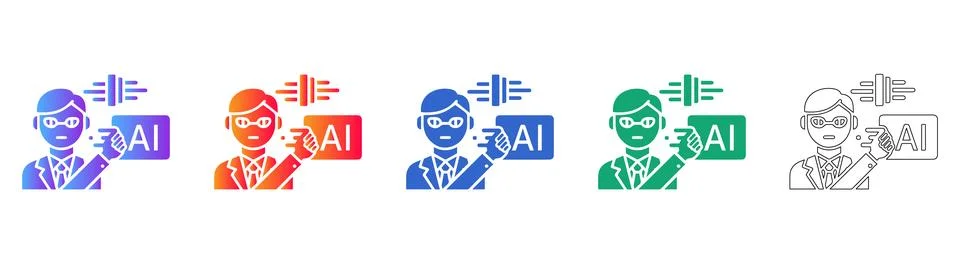AI Neural Network and Human Connection Icon 库存插图