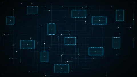 AI Neural Network Background - Blue Digital Grid Connection Loop 動画素材 338322631