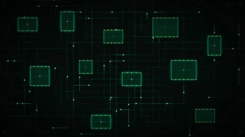 AI Neural Network Background - Green Digital Grid Connection Loop Видео 338322625
