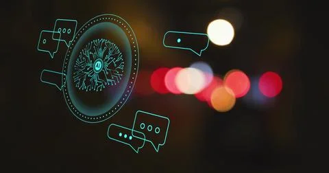 AI neural network with chat bubbles, showing artificial intelligence Stock Photos