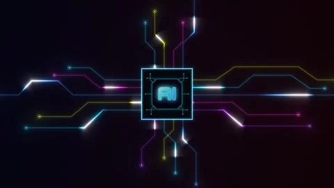 AI neural network circuit board connection. 4K Video stock 344577525