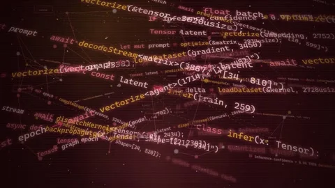 AI Neural Network Code and Data Visualization Background Video stock 335354123