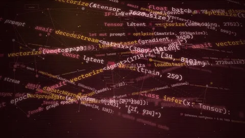 AI Neural Network Code and Data Visualization Background Stock Footage 335355008