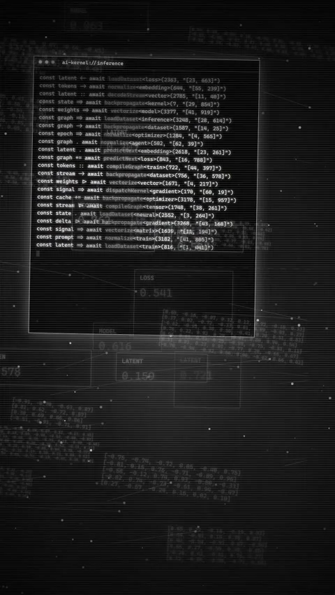 AI Neural Network Code and Data Visualization Background Stock Footage 335372422