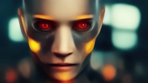 AI Neural Network Creating a Cyborg Robot Face via Machine Learning Artificial Stock Footage 203292786