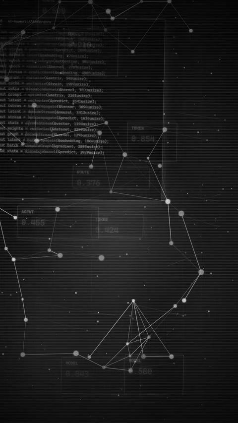 AI Neural Network Data Processing with Digital Code Background Stock Footage 335342253
