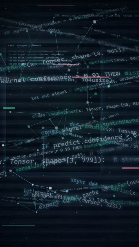AI Neural Network Data Visualization with Programming Code 動画素材 335342533
