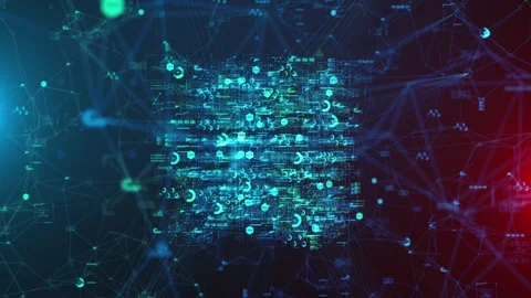 AI Neural Network Deep Learning Predictive Analytics, background animation Video stock 317807728