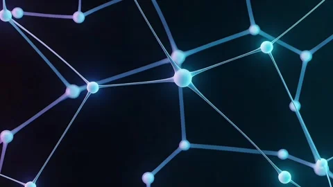 AI Neural Network with Glowing Abstract Nodes on Black Background Stock Footage 317276007