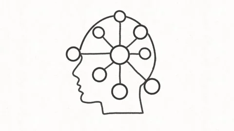 AI Neural Network in Human Head Hand Drawn Animation Stock Footage 341863585