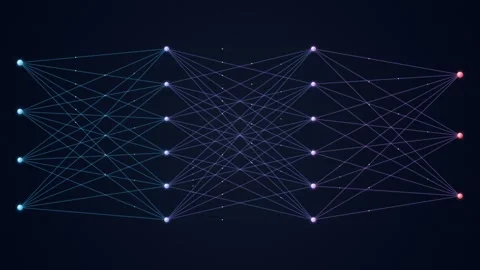 AI Neural Network Node Loop - Pulsing Machine Learning Grid Backdrop Stock Footage 341568028