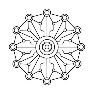 AI Neural Network Technology Icon Digital Connectivity Blockchain Data Circ.. Illustrazione stock