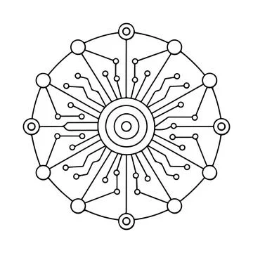 AI Neural Network Technology Icon Digital Connectivity Blockchain Data Circ.. Illustrazione stock