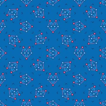 AI Neural Network Technology vector colored seamless pattern Stock Illustration