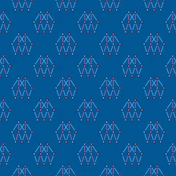 AI Neural Network vector concept colored seamless pattern Stock Illustration