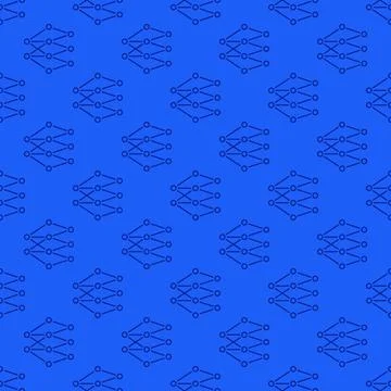AI Neural Networks Tech vector concept blue line seamless pattern Illustrazione stock