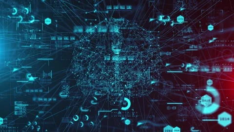 AI Neural Processing Digital Algorithms Predictive Intelligence, high-tech netwo Stock Footage 317806793