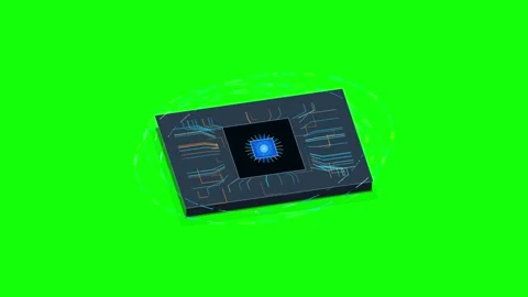 AI Neural Processor Core on Green Screen Background Stock Footage 348632744