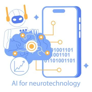 AI for neurotechnology concept Vector illustration Stock Illustration