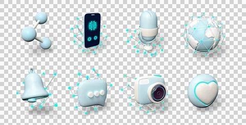 AI Office 3D icon pack 스톡 일러스트