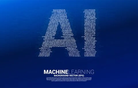 AI from one and zero binary code digit matrix style. concept of machine learn Stock Illustration