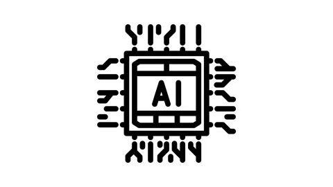 Ai optimization chip data center line icon animation Video stock 326750842