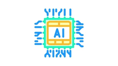 Ai optimization chip data center color icon animation Video stock 327259030