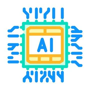 Ai optimization chip data center color icon vector illustration Illustrazione stock