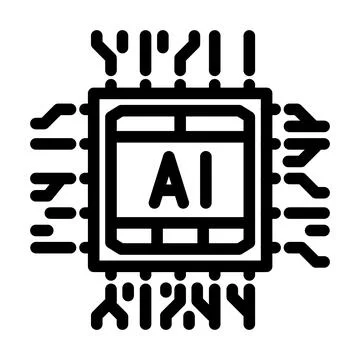 Ai optimization chip data center line icon vector illustration Illustrazione stock