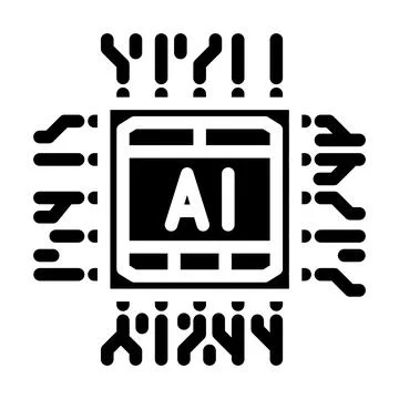 Ai optimization chip data center glyph icon vector illustration Illustrazione stock