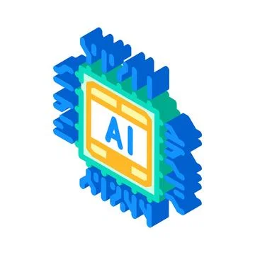 Ai optimization chip data center isometric icon vector illustration Illustrazione stock