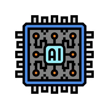Ai optimization chip data center color icon vector illustration Illustrazione stock