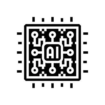 Ai optimization chip data center glyph icon vector illustration Illustrazione stock