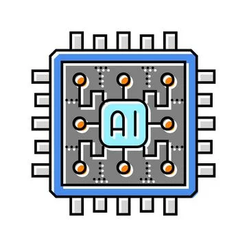 Ai optimization chip data center color icon vector illustration Illustrazione stock