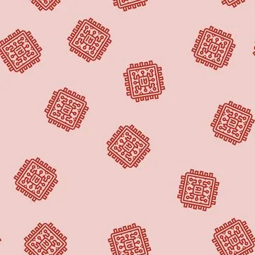 Ai optimization chip data center line seamless pattern Stock Illustration