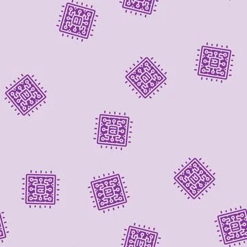 Ai optimization chip data center glyph seamless pattern Stock Illustration