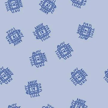 Ai optimization chip data center line vector seamless pattern Stock Illustration