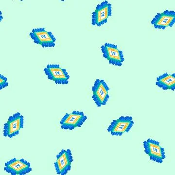 Ai optimization chip data center isometric icon seamless pattern Stock Illustration