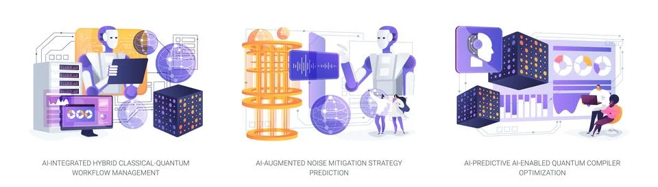 AI Optimization for Quantum Systems abstract concept vector illustrations. Stock Illustration