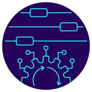AI optimization vector icon. Features sliders and gear with circuit connectio イラスト素材