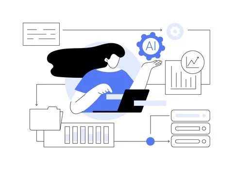 AI-Optimized Data Management Solutions abstract concept vector illustration. 스톡 일러스트