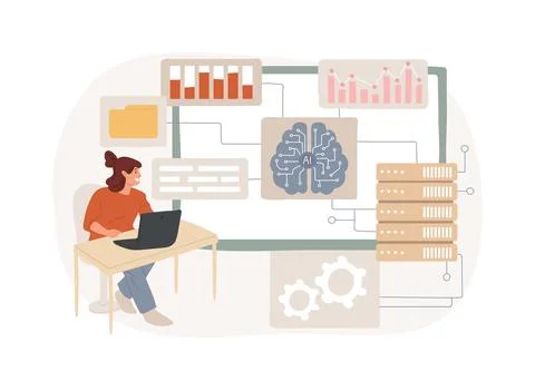 AI-Optimized Data Management Solutions abstract concept vector illustration. Stock Illustration